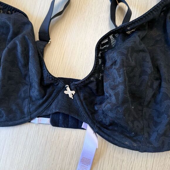 Savage X Fenty 46DDD Underwire Bra Black Lace Unlined Sexy Support 1550 - Picture 5 of 8